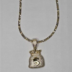 .925 Silver Moissanite Necklace UNISEX